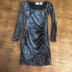 Hugo Buscati Animal print velvet night out bodycon dress